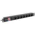 LANBERG • PDU-07E-0200-BK • Přepěťová ochrana 7x 230V, 1U, 19", 2m