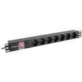 LANBERG • PDU-07F-0200-IEC-BK • Přepěťová ochrana 7x 230V, IEC C14 vstup, 1U, 19", 2m