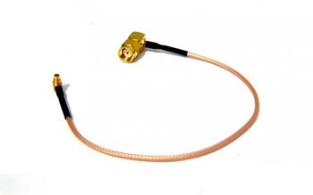 WiFiHW • MMCX/R-SMA(M)90° • Pigtail MMCX/R-SMA(M), 20cm, 90° lomené SMA