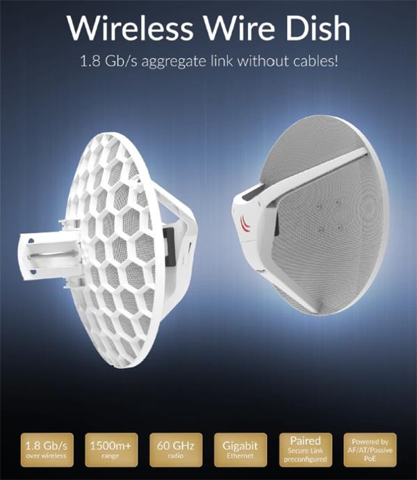 MIKROTIK • RBLHGG-60ad kit • 60GHz spoj Wireless Wire Dish