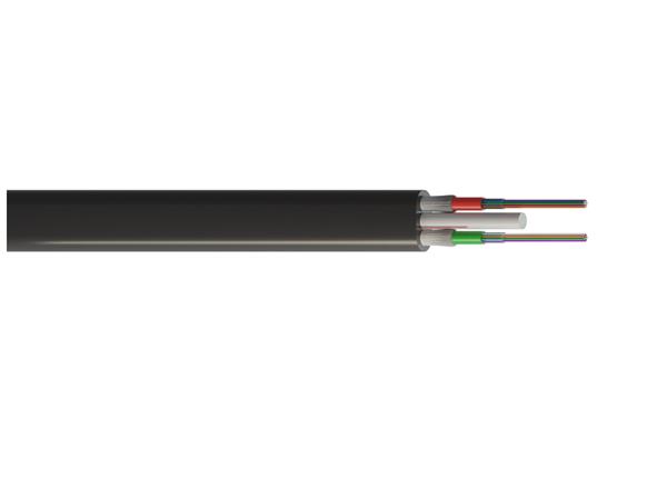FIBRAIN • AERO-DDF03-S • Optický kabel, FLAT DROP, SM, 24-vlákno, 9/125, G.657A1, 4,8 x 9,3mm, BLK, 1300N