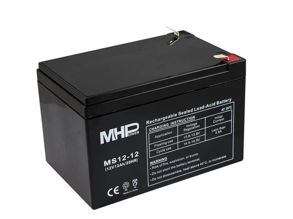MHPower battery • MS12-12 • MHPower olověný akumulátor AGM 12V/12Ah, Faston F2