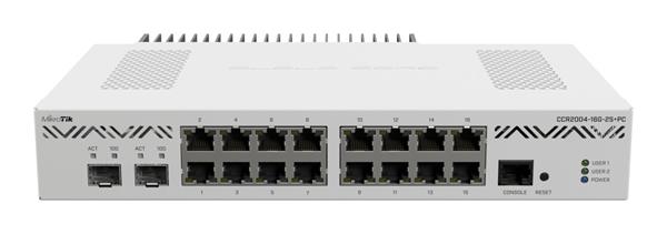 MIKROTIK • CCR2004-16G-2S+PC • 16x GB RJ45, 2x 10G SFP+ Cloud Core Router