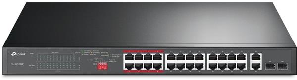 TP-LINK • TL-SL1226P • 24-Port 10/100 Mbps + 2-Port Gigabit Rackmount Switch with 24-Port PoE+