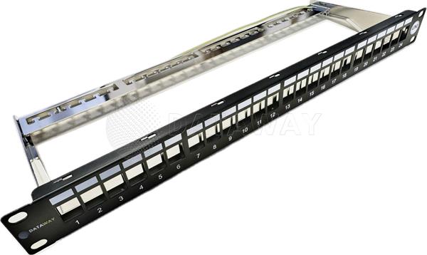 DATAWAY • DW-PP-UNI-0-24-BK • Patch panel V2, 19" 24x keystone, modulární, UNI