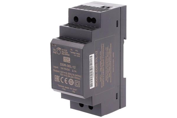 MEANWELL • DDR-30L-5 • Průmyslový měnič napětí DC-DC 5V 6A na DIN