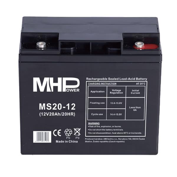 MHPower battery • MS20-12 • MHPower olověný akumulátor AGM 12V/20Ah, Terminál T1 - M5