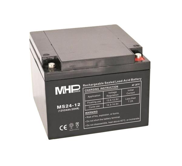 MHPower battery • MS24-12 • MHPower olověný akumulátor AGM 12V/24Ah, Terminál T1 - M6